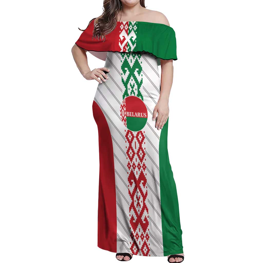 Belarus Football Custom Off Shoulder Maxi Dress Rushnyk Pattern