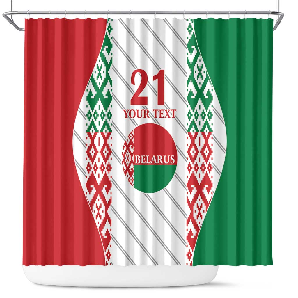 Belarus Football Custom Shower Curtain Rushnyk Pattern