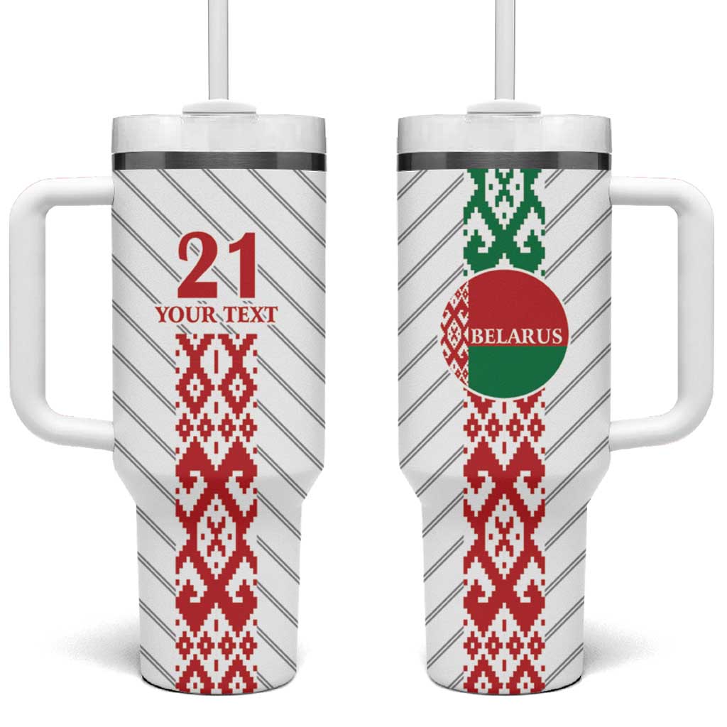 Belarus Football Custom Tumbler With Handle Rushnyk Pattern