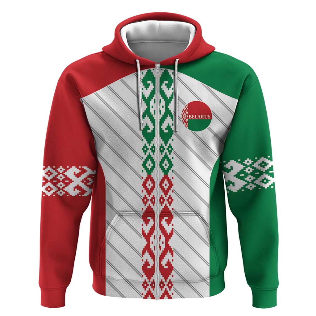 Belarus Football Custom Zip Hoodie Rushnyk Pattern - Wonder Print Shop