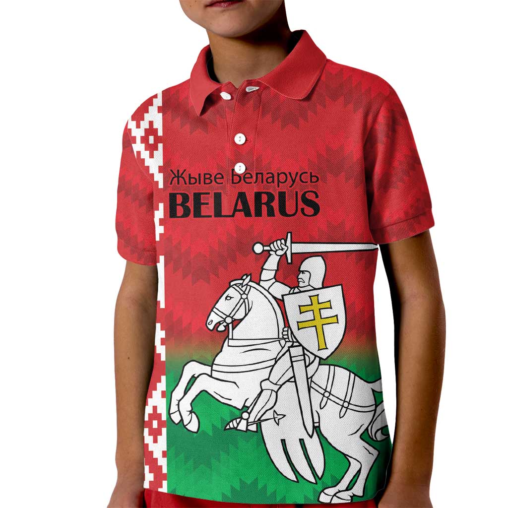 Republic of Belarus Kid Polo Shirt Pahonia Rushnyk Pattern