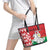 Republic of Belarus Leather Tote Bag Pahonia Rushnyk Pattern