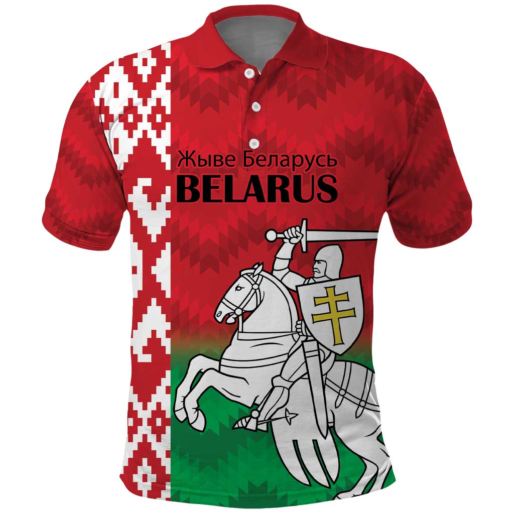 Republic of Belarus Polo Shirt Pahonia Rushnyk Pattern