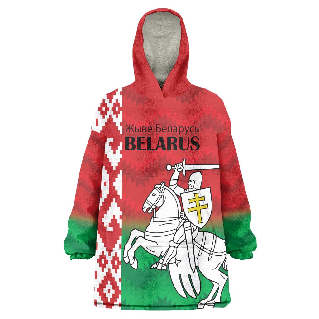 Republic of Belarus Wearable Blanket Hoodie Pahonia Rushnyk Pattern - Wonder Print Shop