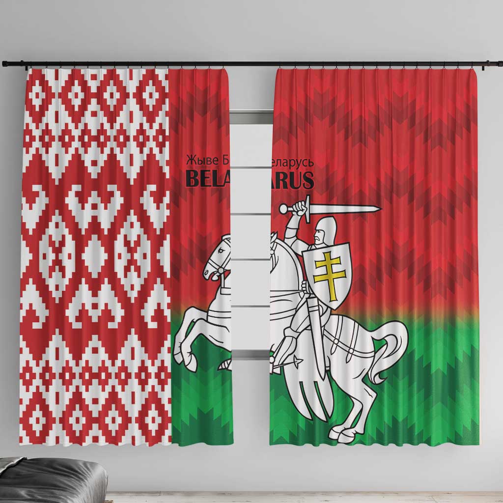 Republic of Belarus Window Curtain Pahonia Rushnyk Pattern - Wonder Print Shop