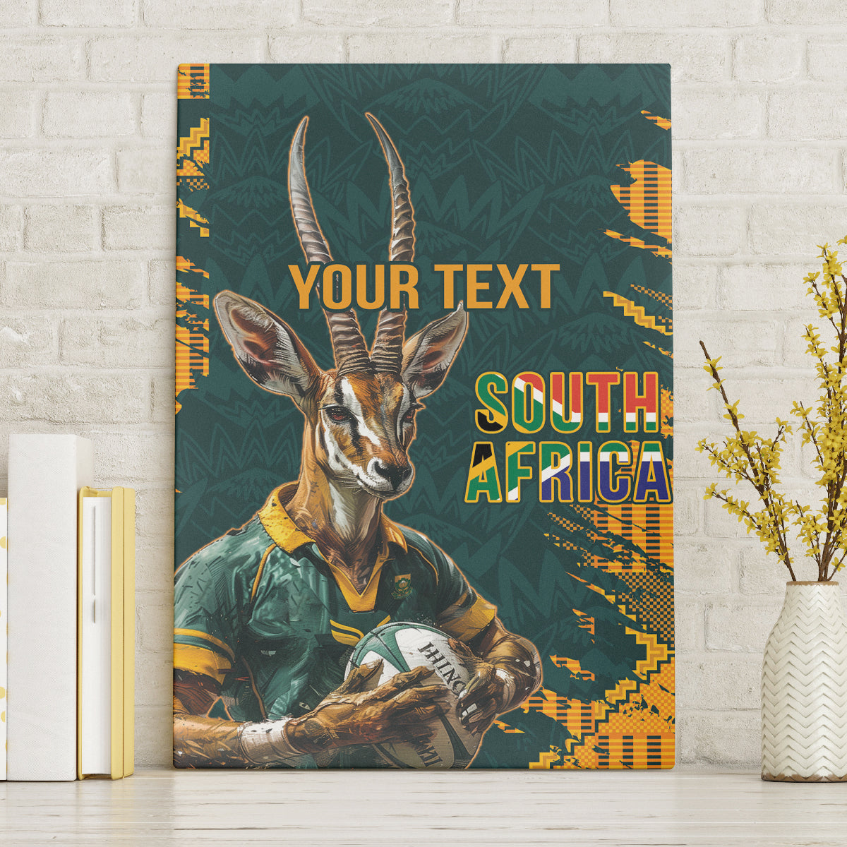 Custom South Africa Rugby Canvas Wall Art The Springboks Mascot Sporty Version LT9 - Wonder Print Shop