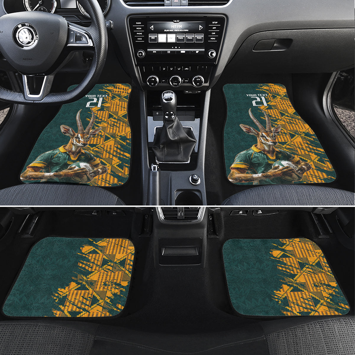 Custom South Africa Rugby Car Mats The Springboks Mascot Sporty Version LT9 - Wonder Print Shop