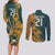 Custom South Africa Rugby Couples Matching Long Sleeve Bodycon Dress and Long Sleeve Button Shirt The Springboks Mascot Sporty Version LT9 - Wonder Print Shop