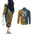 Custom South Africa Rugby Couples Matching Off The Shoulder Long Sleeve Dress and Long Sleeve Button Shirt The Springboks Mascot Sporty Version