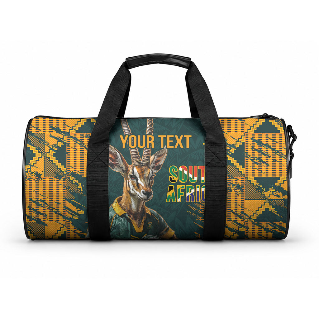 South Africa Rugby Custom Duffle Bag Afro Springboks Mascot Sporty Version