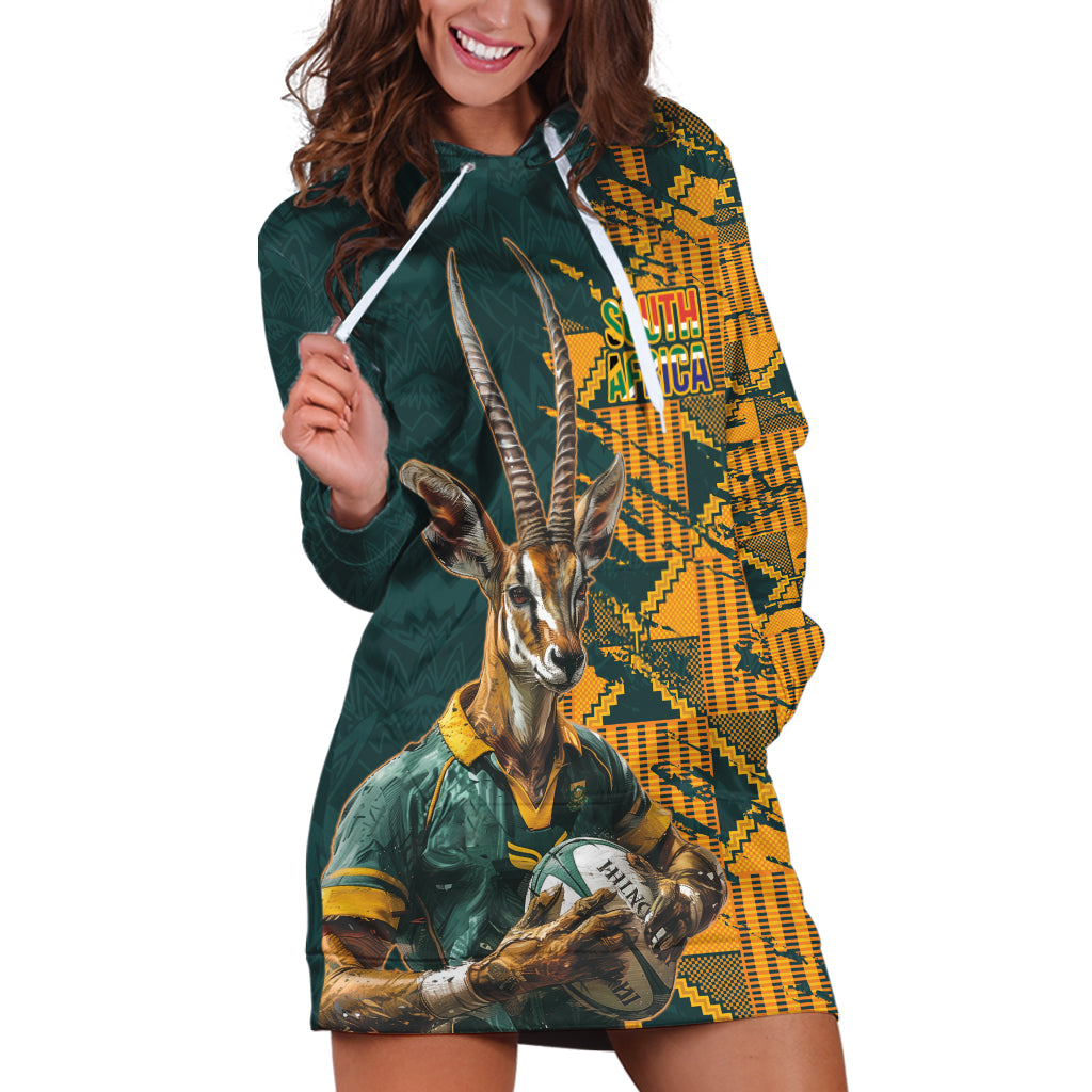 Custom South Africa Rugby Hoodie Dress The Springboks Mascot Sporty Version - Wonder Print Shop