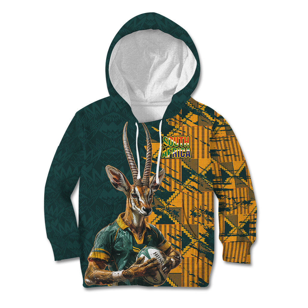 Custom South Africa Rugby Kid Hoodie The Springboks Mascot Sporty Version - Wonder Print Shop