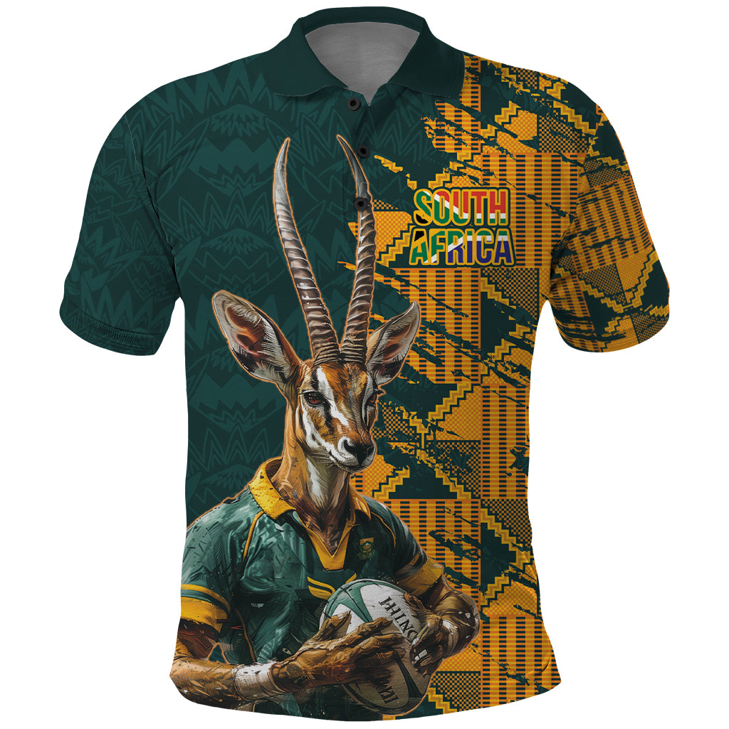 Custom South Africa Rugby Polo Shirt The Springboks Mascot Sporty Version - Wonder Print Shop