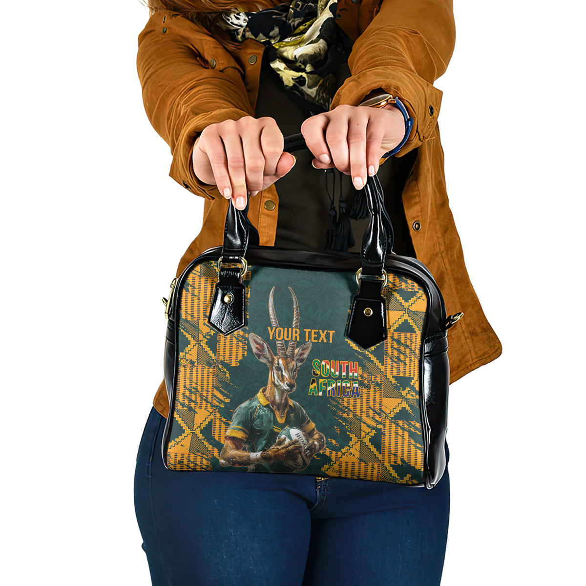 Custom South Africa Rugby Shoulder Handbag The Springboks Mascot Sporty Version