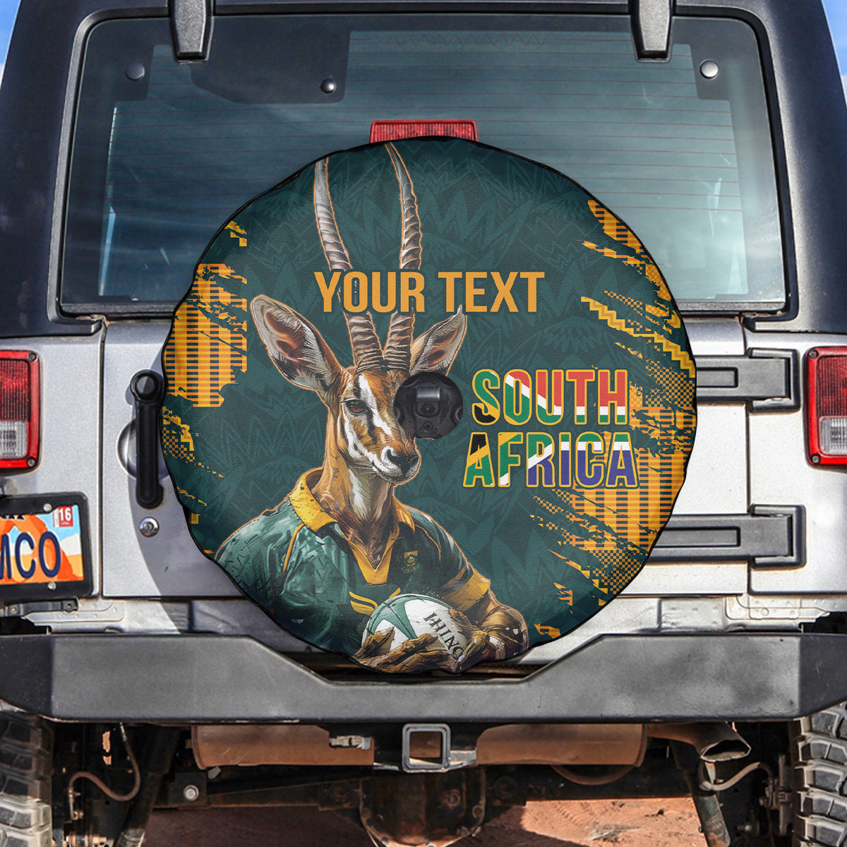 Custom South Africa Rugby Spare Tire Cover The Springboks Mascot Sporty Version - Wonder Print Shop