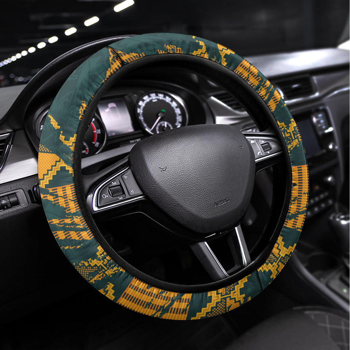 South Africa Rugby Steering Wheel Cover The Springboks Mascot Sporty Version - Wonder Print Shop