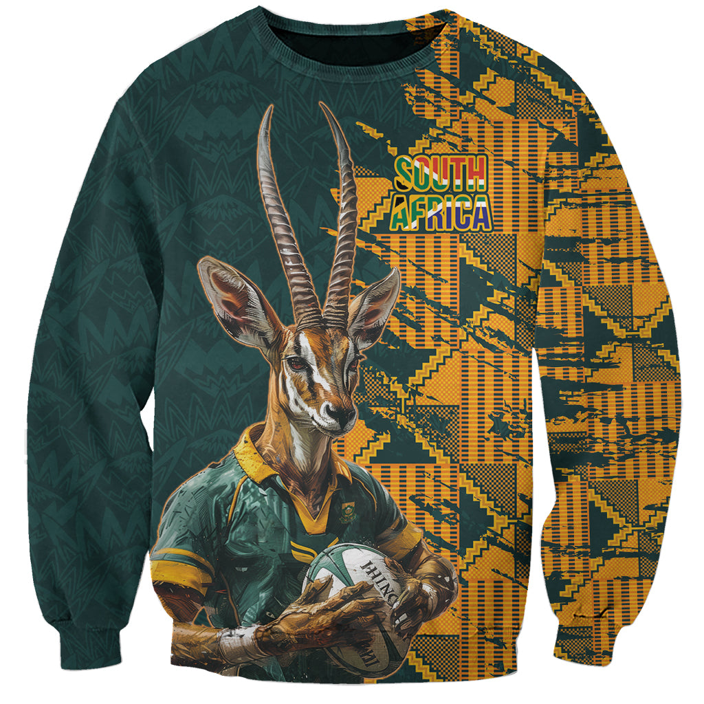 Custom South Africa Rugby Sweatshirt The Springboks Mascot Sporty Version - Wonder Print Shop