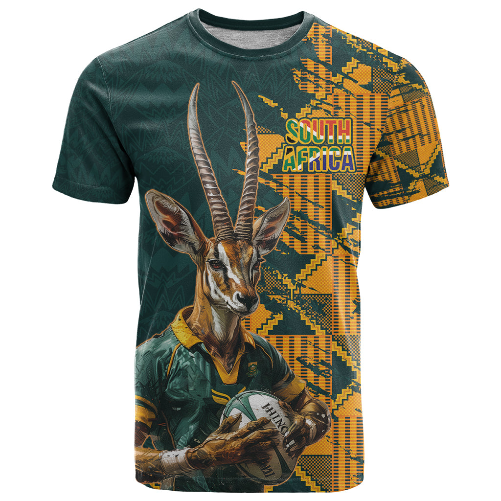 Custom South Africa Rugby T Shirt The Springboks Mascot Sporty Version - Wonder Print Shop