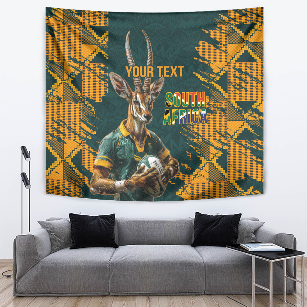 Custom South Africa Rugby Tapestry The Springboks Mascot Sporty Version