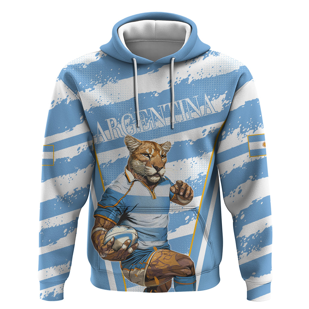 Custom Vamos Argentina Hoodie The Pumas Rugby Mascot Sporty Version - Wonder Print Shop