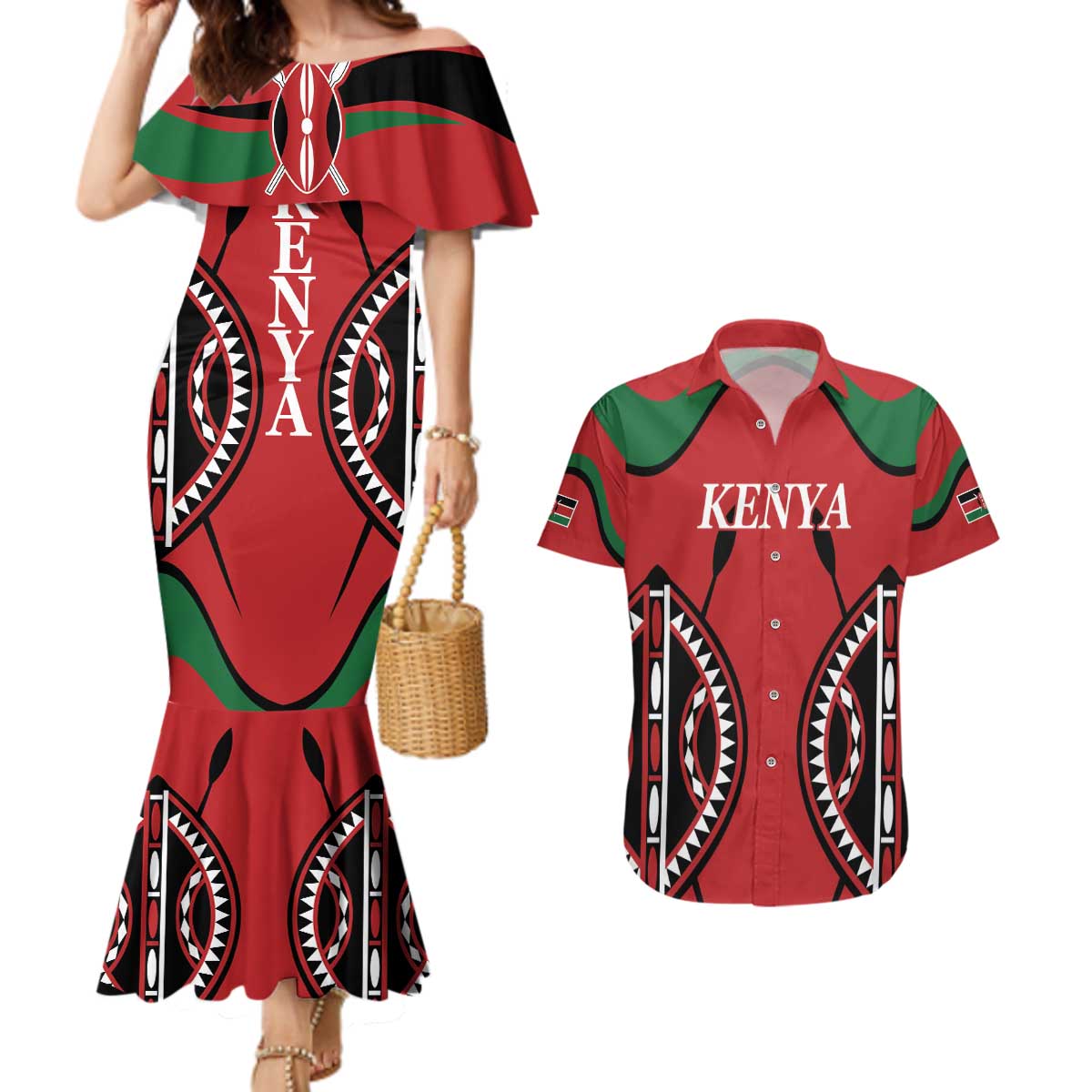 Custom Kenya Rugby Couples Matching Mermaid Dress and Hawaiian Shirt Summer Paris 2024