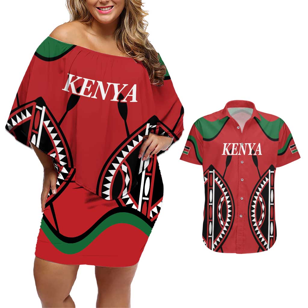 Custom Kenya Rugby Couples Matching Off Shoulder Short Dress and Hawaiian Shirt Summer Paris 2024