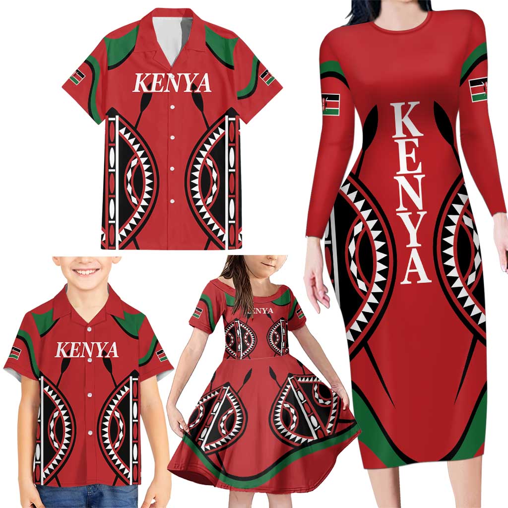 Custom Kenya Rugby Family Matching Long Sleeve Bodycon Dress and Hawaiian Shirt Summer Paris 2024