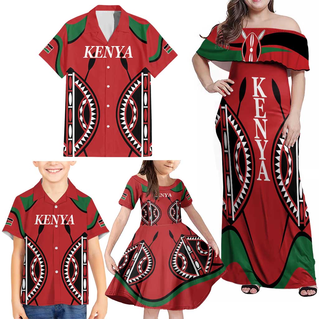 Custom Kenya Rugby Family Matching Off Shoulder Maxi Dress and Hawaiian Shirt Summer Paris 2024