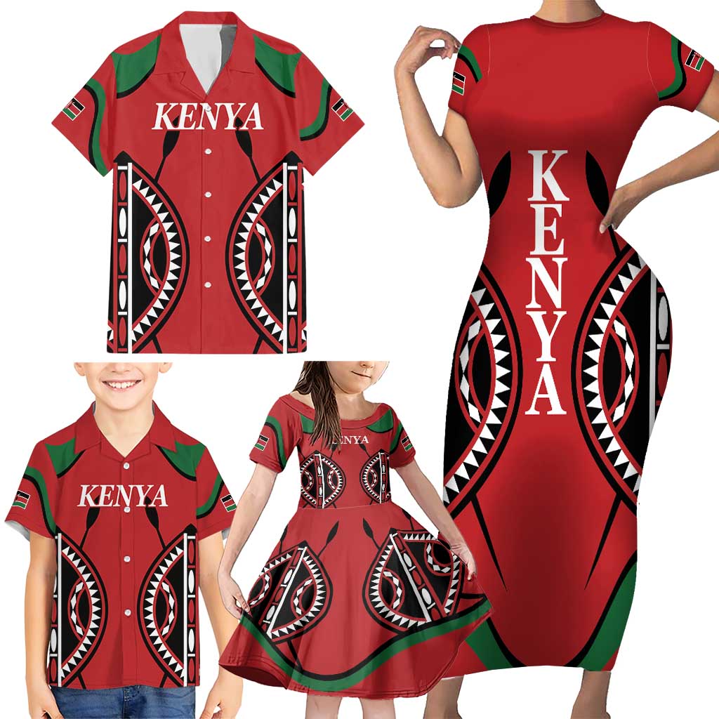 Custom Kenya Rugby Family Matching Short Sleeve Bodycon Dress and Hawaiian Shirt Summer Paris 2024