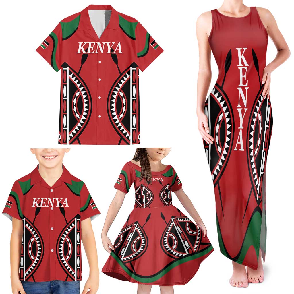 Custom Kenya Rugby Family Matching Tank Maxi Dress and Hawaiian Shirt Summer Paris 2024