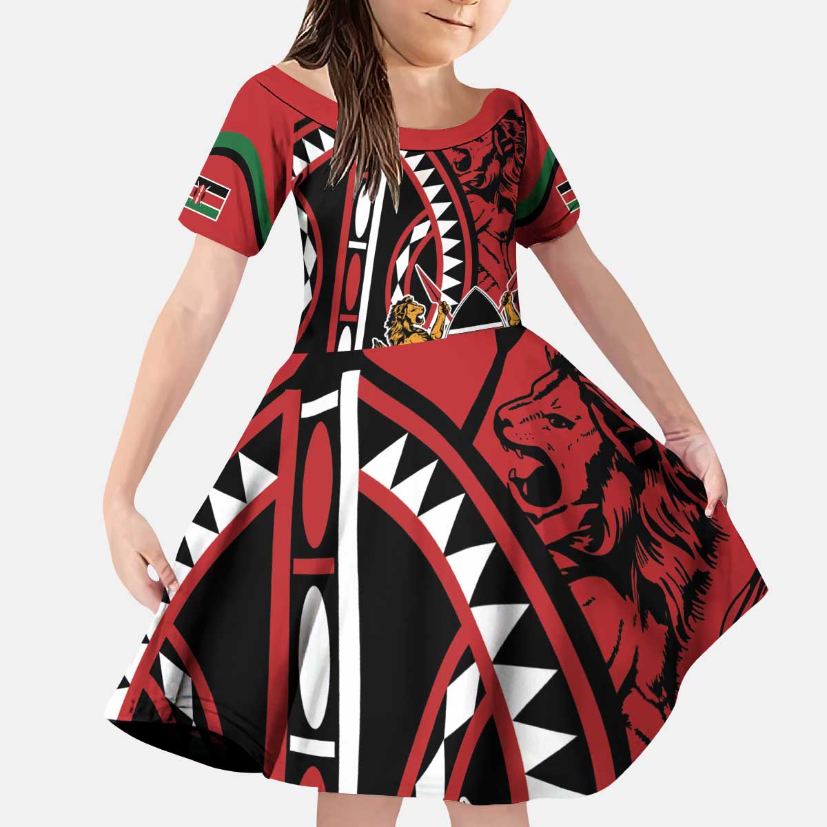 Kenya With African Shield Kid Short Sleeve Dress