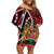 Kenya With African Shield Off Shoulder Short Dress