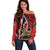 Kenya With African Shield Off Shoulder Sweater