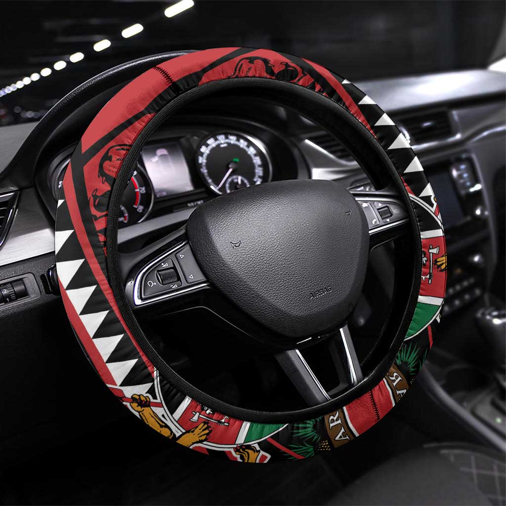 Kenya With African Shield Steering Wheel Cover