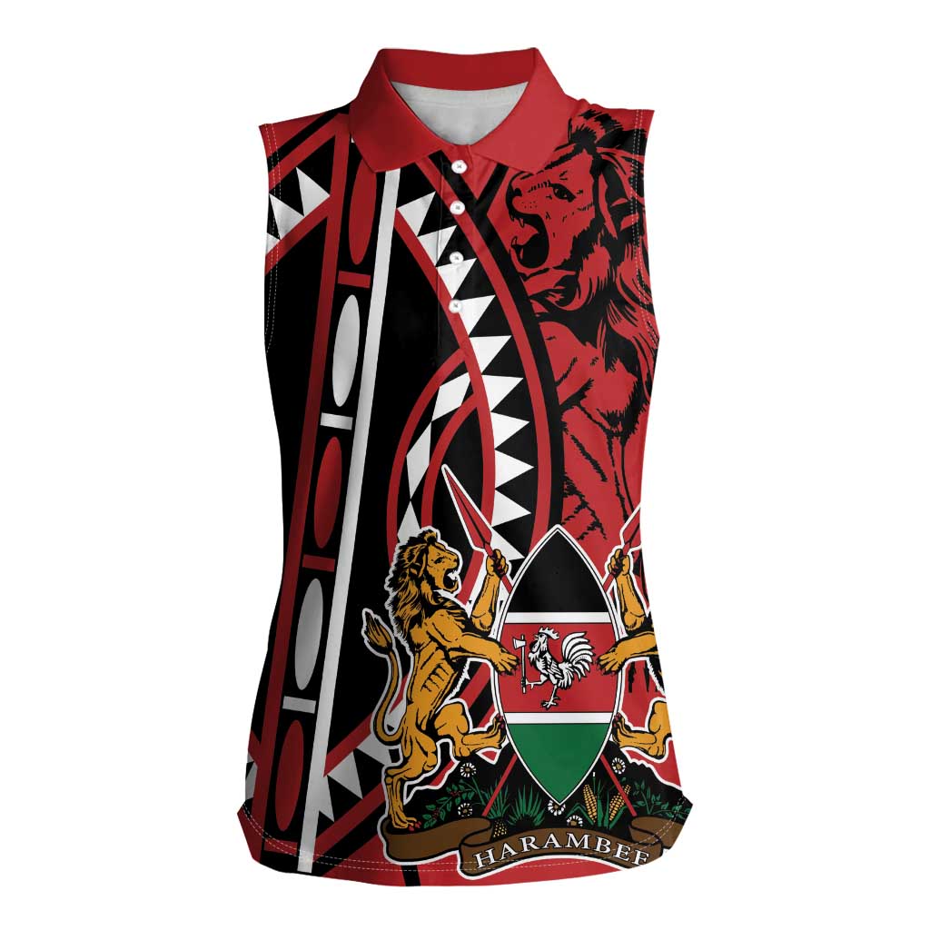 Kenya With African Shield Women Sleeveless Polo Shirt