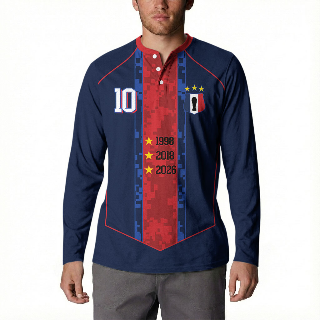 France Champion du Monde 2026 Custom Button Sweatshirt Les Bleus Third Star Retro Style