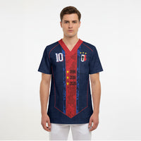 France Champion du Monde 2026 Custom Scrub Top Les Bleus Third Star Retro Style