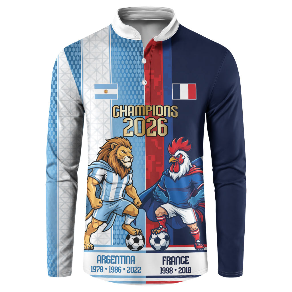 Argentina France World Final Football Personalized Button Sweatshirt Two Nations Five Stars One Trophy
