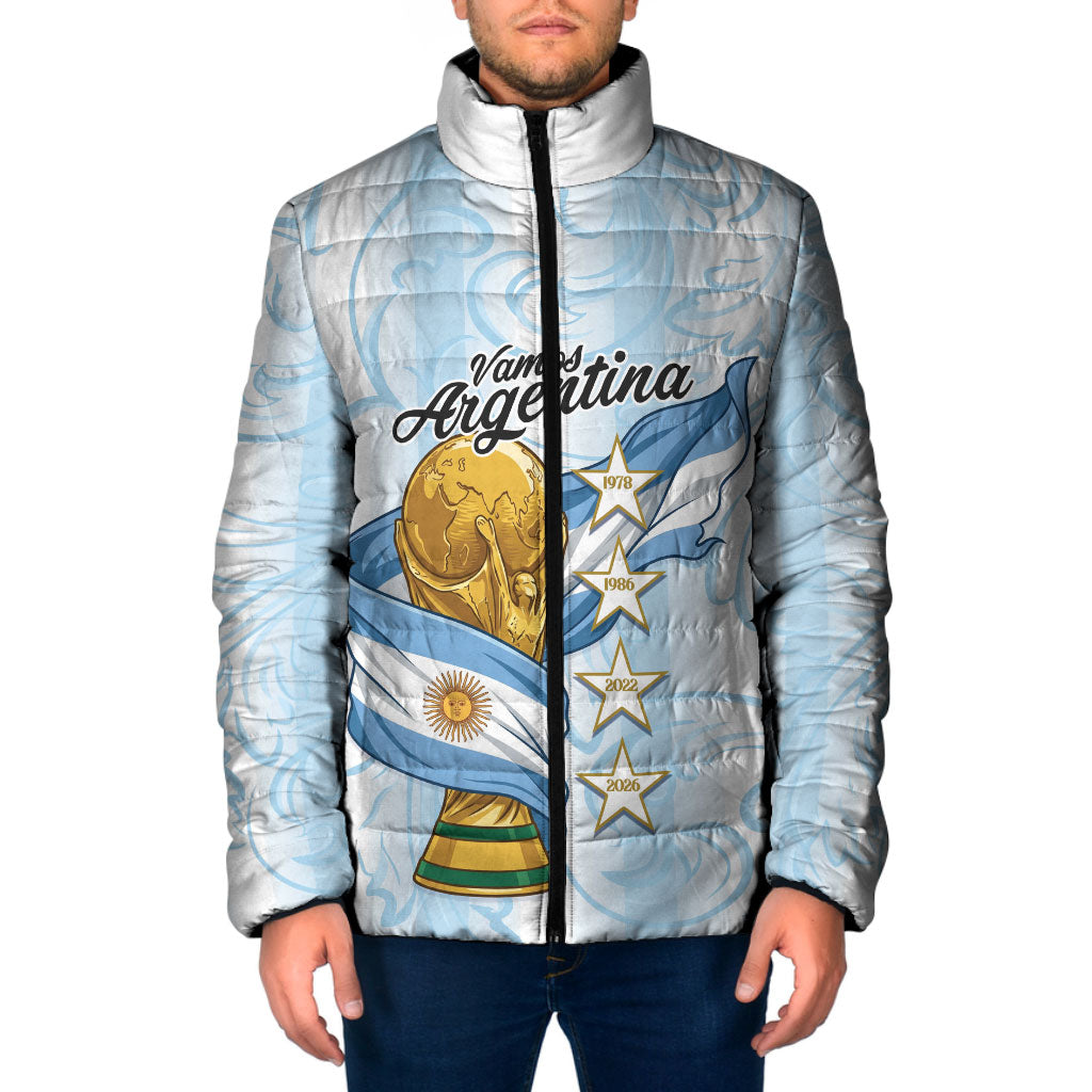 Argentina Campeones del Mundo 2026 Personalized Padded Jacket Albiceleste Trophy Splash Art Soccer Champion
