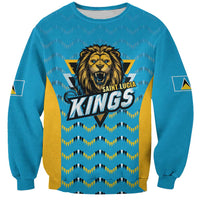 Teal unisex sweatshirt, lion Saint Lucia Kings front graphic