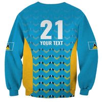 Teal unisex sweatshirt, back print with 21 and YOUR TEXT
