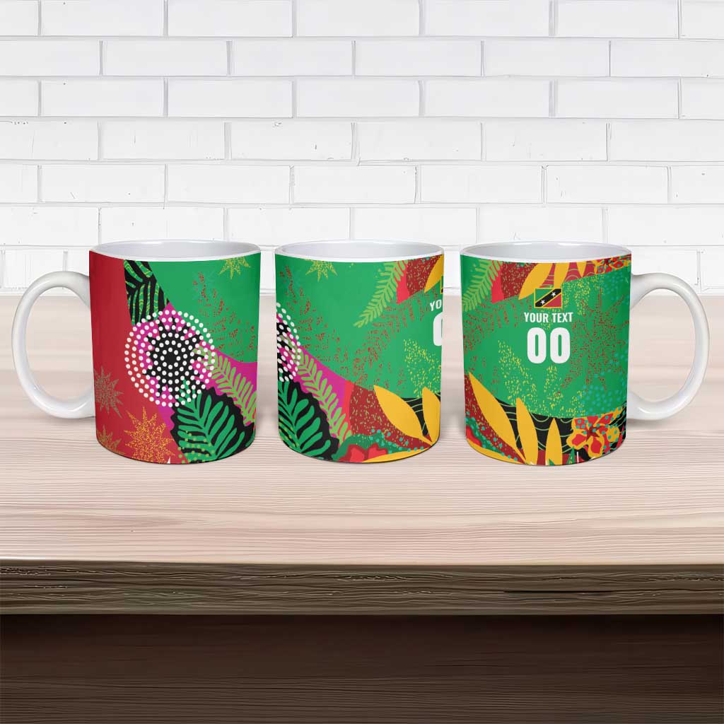 Set of 3 ceramic mugs with tropical print and "00" text on front faces