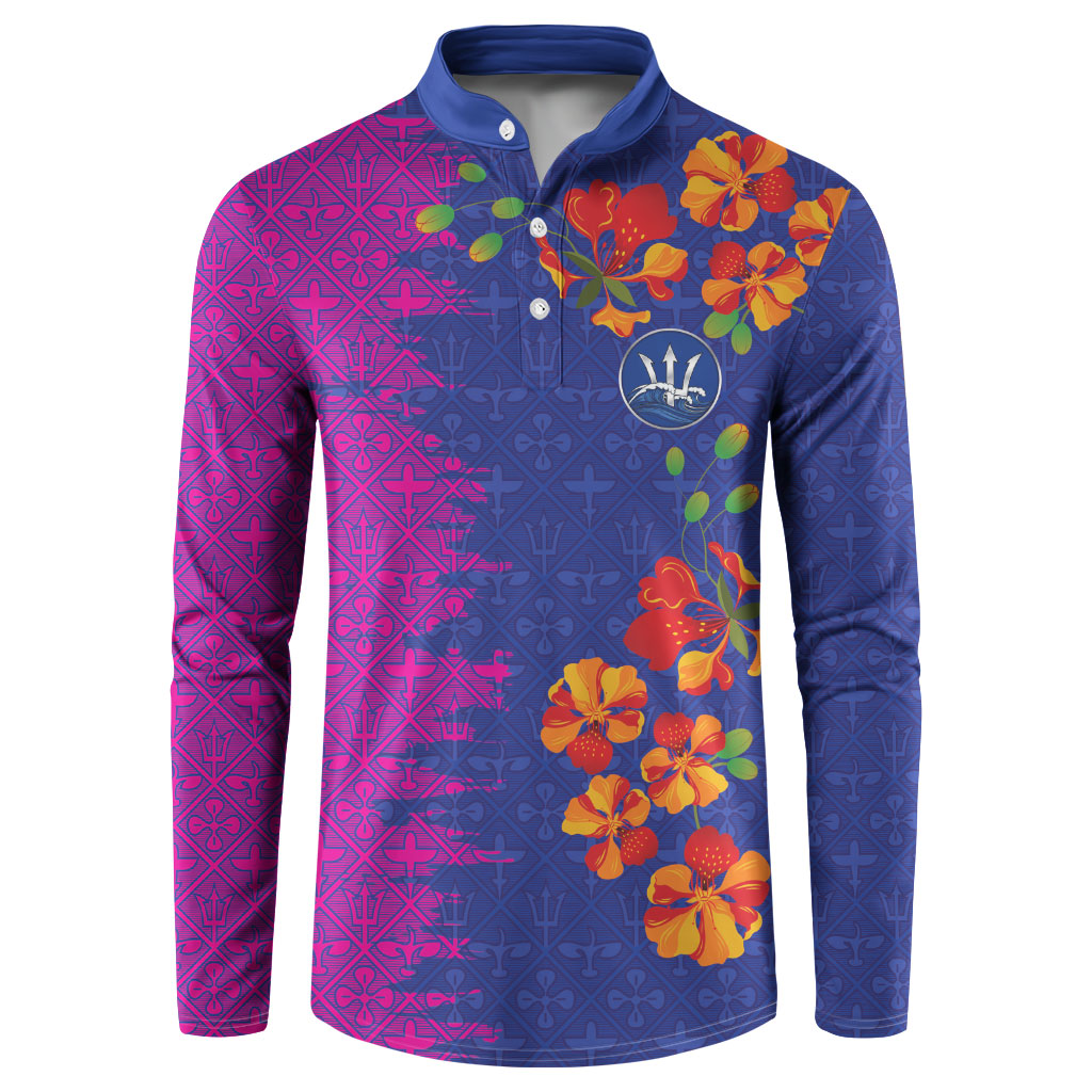 Custom Women’s Cricket Barbados Floral Series Button Sweatshirt Blue Pink Pride of Barbados