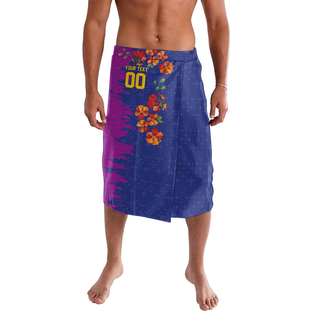 Custom Women’s Cricket Barbados Floral Series Lavalava Blue Pink Pride of Barbados
