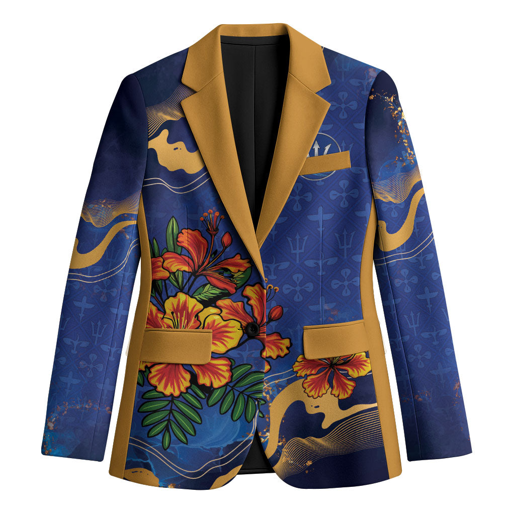 Custom Women’s Cricket Barbados Floral Series Blazer Royal Blue Pride of Barbados