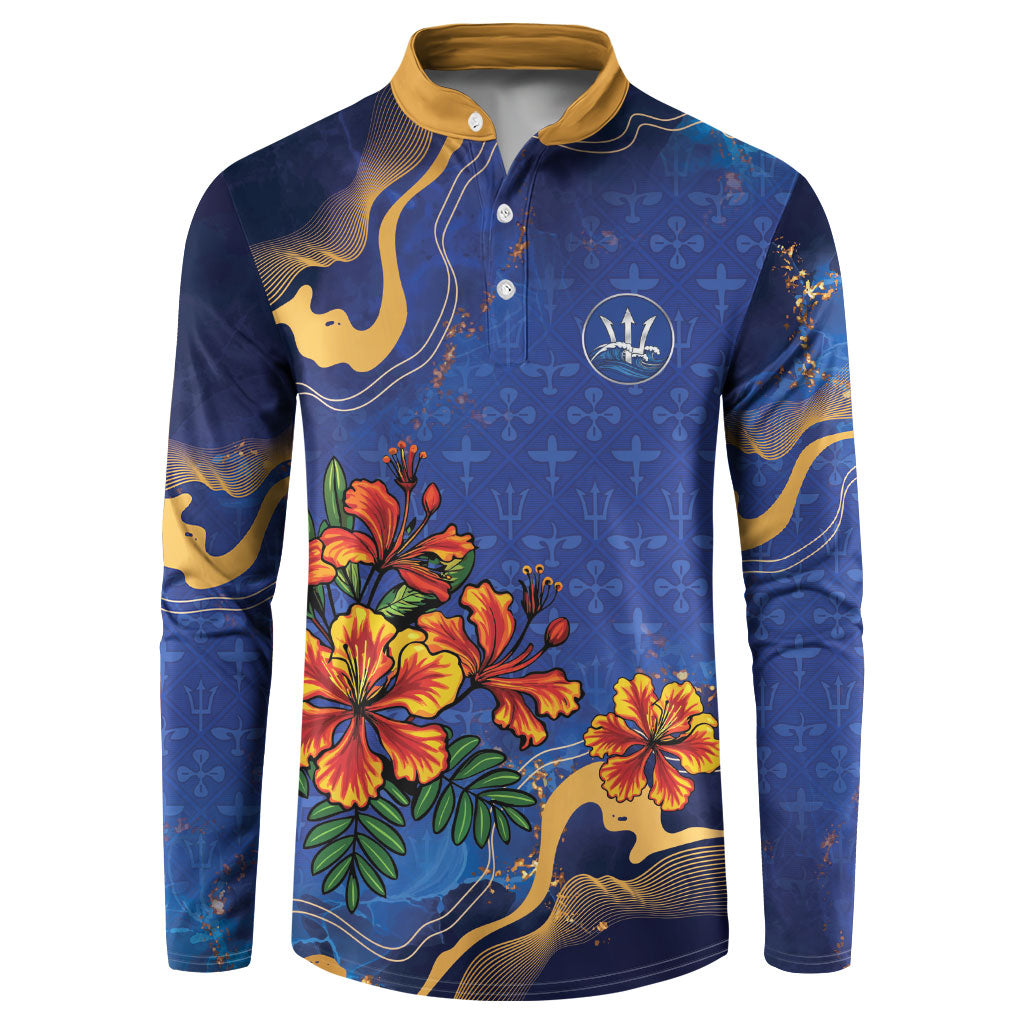 Custom Women’s Cricket Barbados Floral Series Button Sweatshirt Royal Blue Pride of Barbados