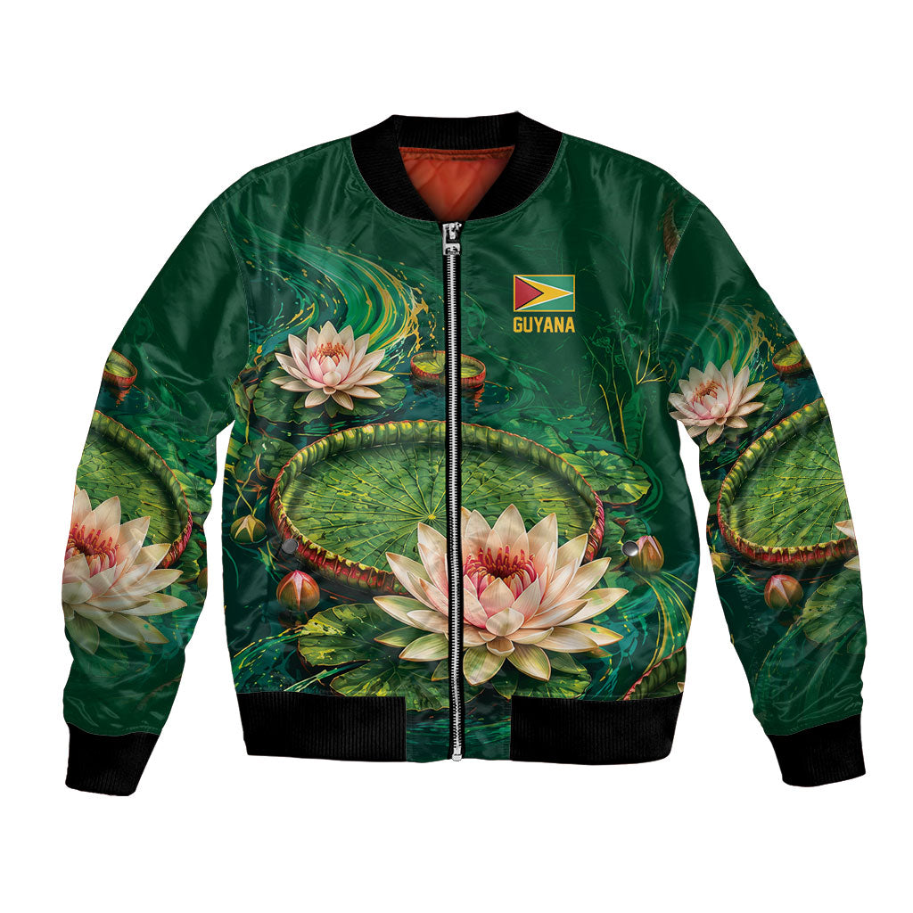 Custom Women’s Cricket Guyana Floral Series Bomber Jacket Victoria Amazonica Giant Water Lily