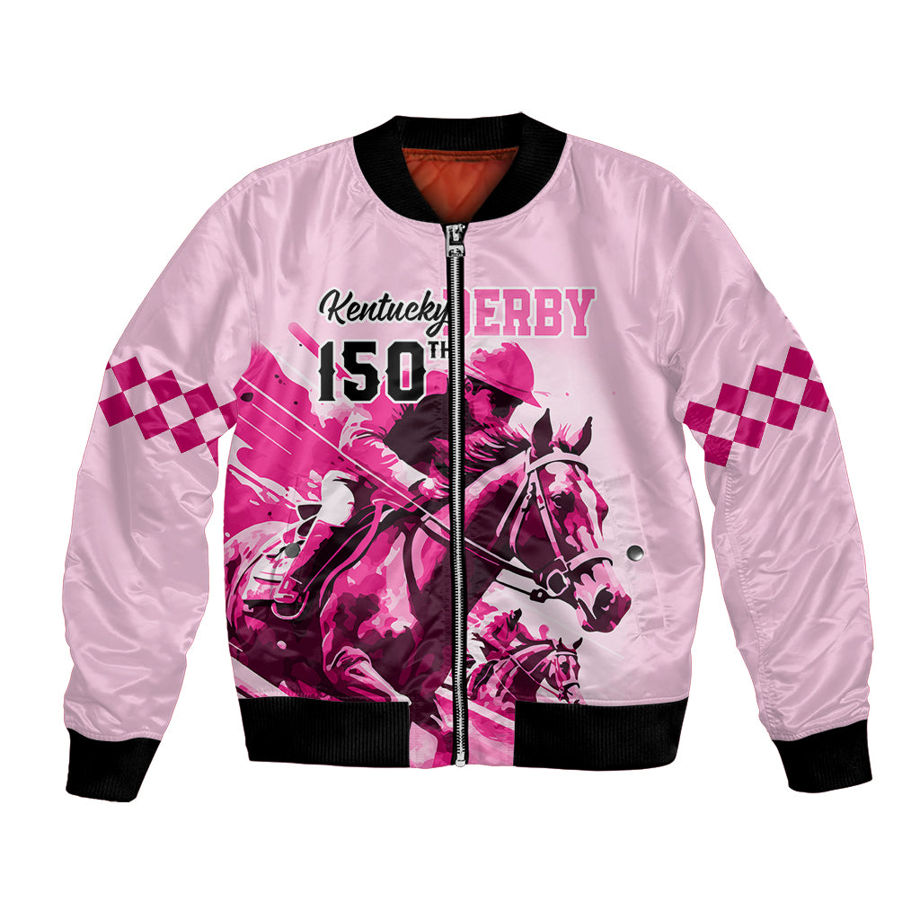 Personalised Kentucky Horse Racing Bomber Jacket 150th Anniversary Sporting Art Pink Version LT9 - Wonder Print Shop