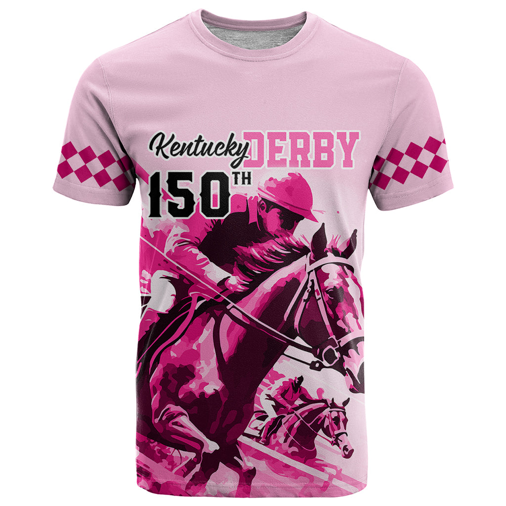 personalised-kentucky-horse-racing-t-shirt-150th-anniversary-sporting-art-pink-version