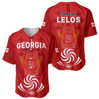 Red rugby jersey set showing front 'GEORGIA' and back 'COME ON LELOS' graphics
